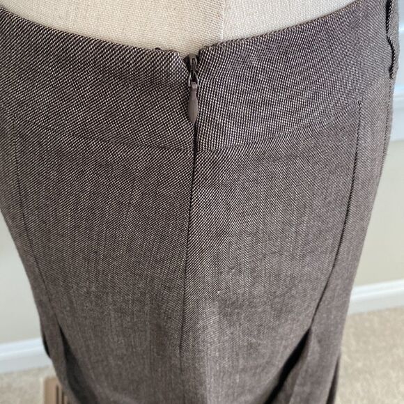 Sz 0 Ann Taylor LOFT tweed brown wool pleated skirt - Picture 5 of 9